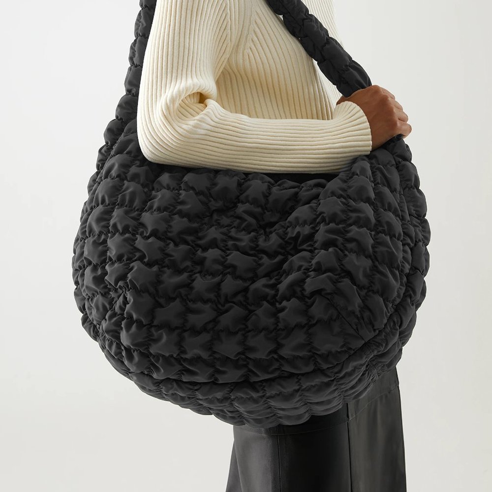 Looking for Cos Oversized Quilted Bag Black/Dark Navy